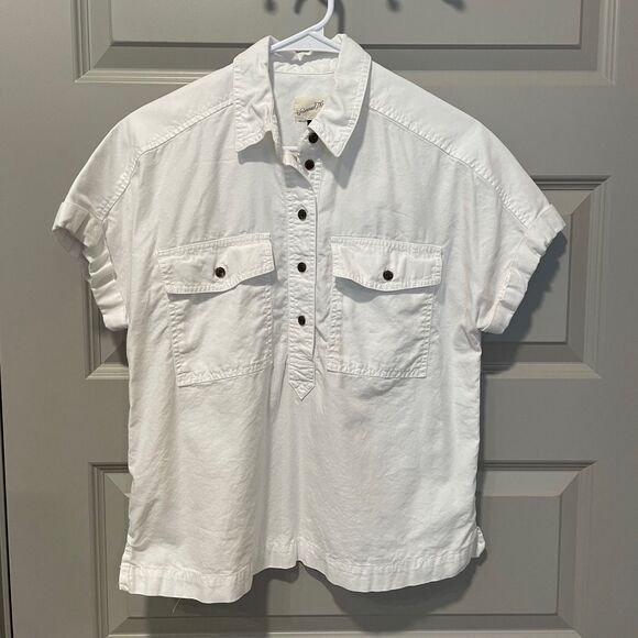 Universal Thread White Boxy Oversized Collared Popover Shirt, size XS - Picture 1 of 7